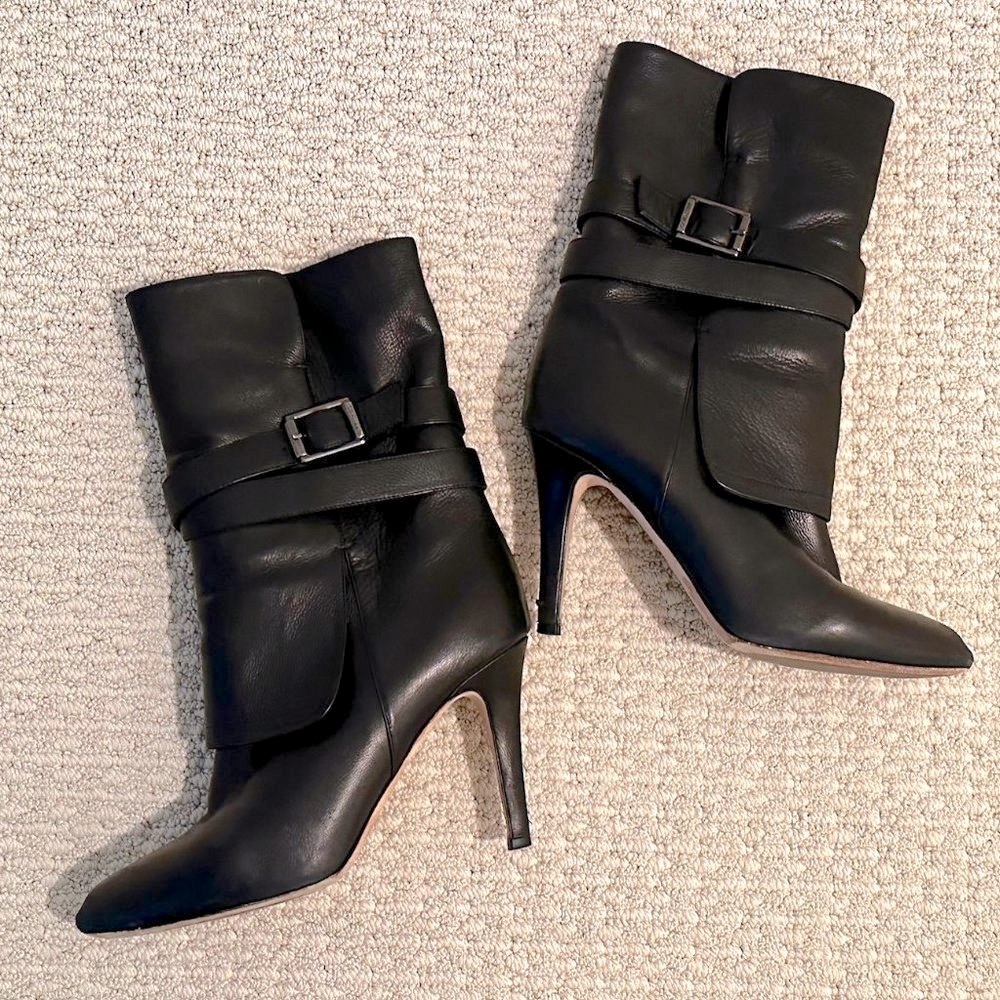 Jimmy Choo Black Leather Ballad Boots